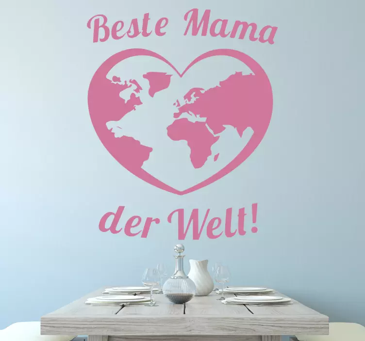 Wandtattoo Beste Mama Herz Weltkarte - TenStickers