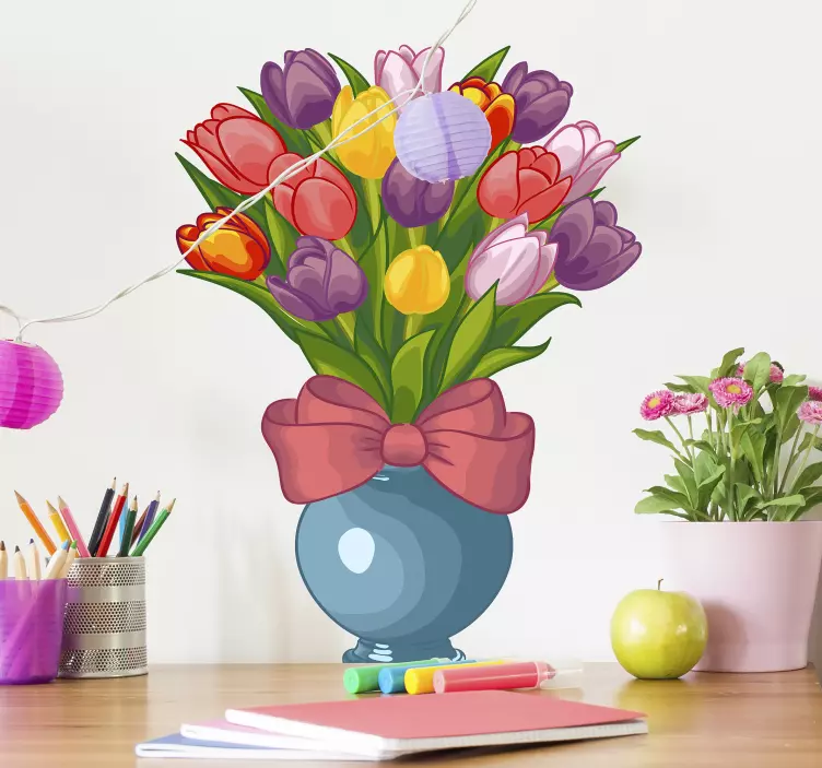 Wandtattoo Blumen vase mit Blumenarrangement - TenStickers