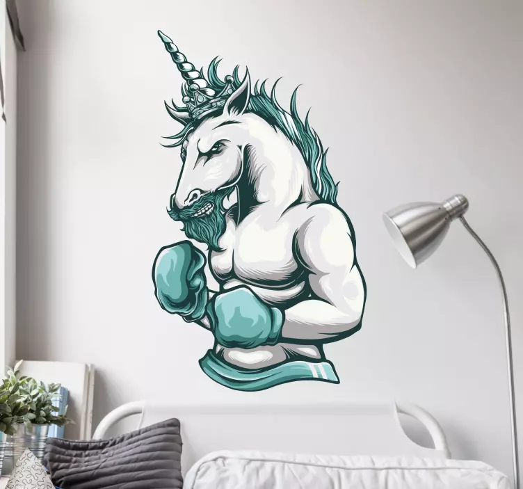 Wandtattoo boxende einhornillustration - TenStickers