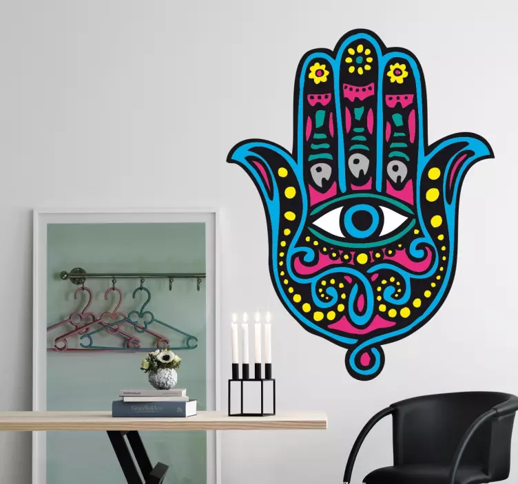 Wandtattoo bunte Hand der Fatima - TenStickers