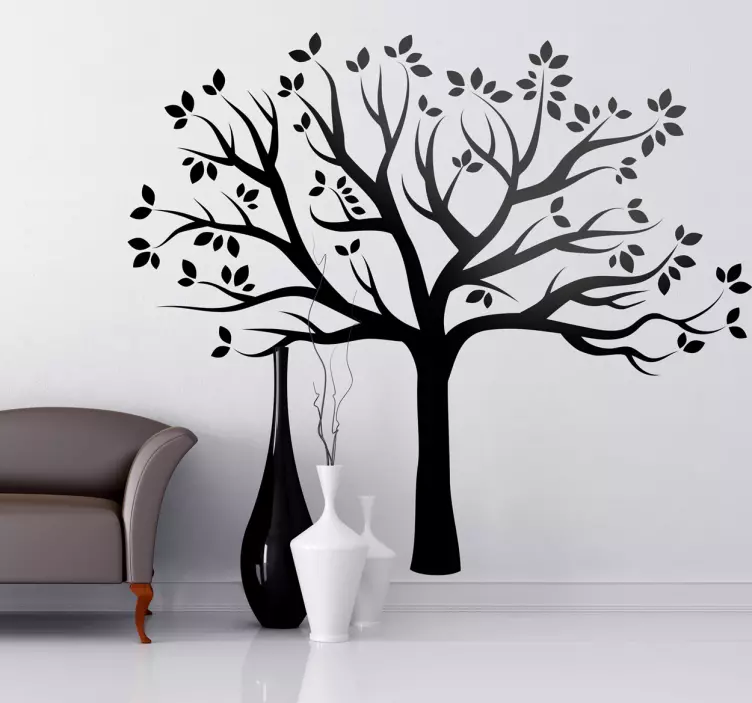 Wandtattoo wohnzimmer baum einfarbig - TenStickers