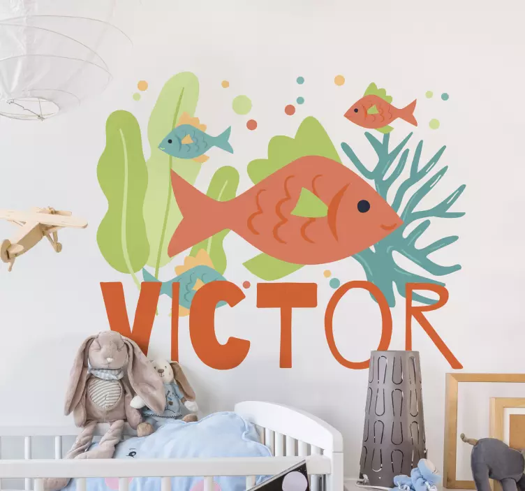Wandtattoo kinderzimmer bunte fischszene - TenStickers