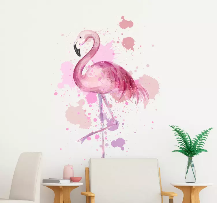 Wandtattoo Wohnzimmer Flamingo Farbklecks Design - TenStickers