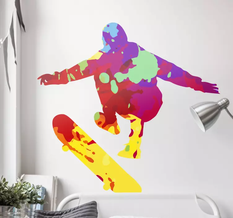 Aufkleber Kunst Spritzfarbe bunter skater - TenStickers