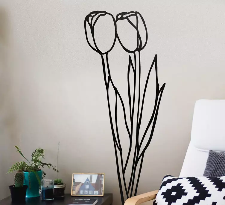 Wandtattoo Wohnzimmer minimalistische blumenstiele - TenStickers
