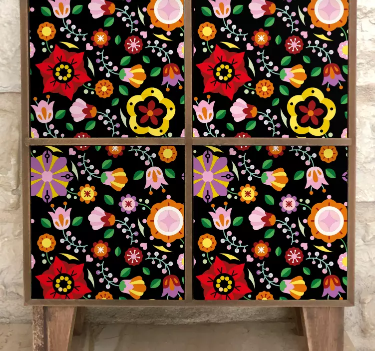 Wandtattoo Ornament retro-botanisches motiv - TenStickers