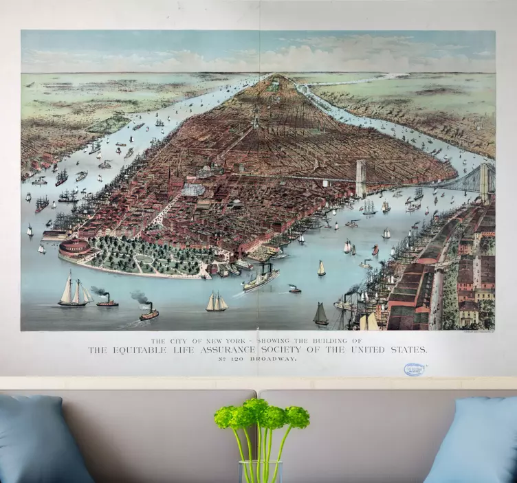 Wandtattoo Stadt historische karte von new york - TenStickers