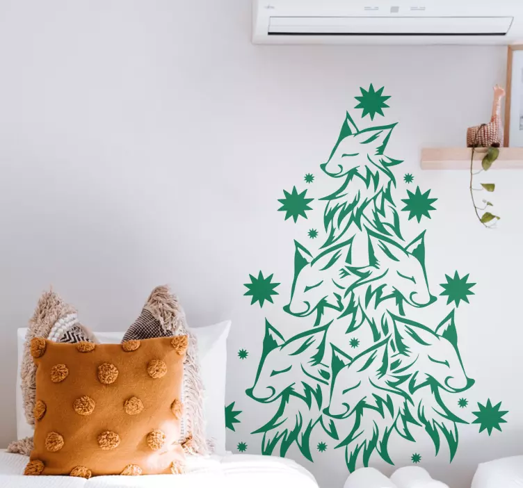 Weihnachtssticker mit mehreren fuchs köpfen - TenStickers