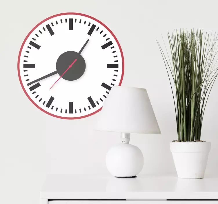 Wandtattoo Uhr Uhr mit rotem Rand - TenStickers