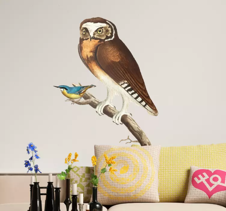 Wandtattoo Vögel eulen- und blauvogelpaar - TenStickers