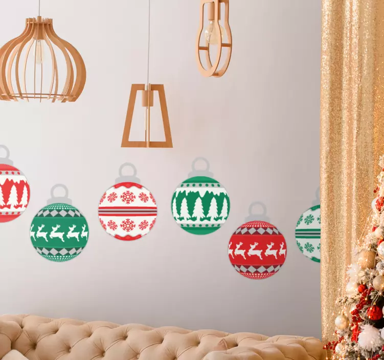 Sticker Weihnachten Handgezeichnetes weihnachtskugel-set - TenStickers