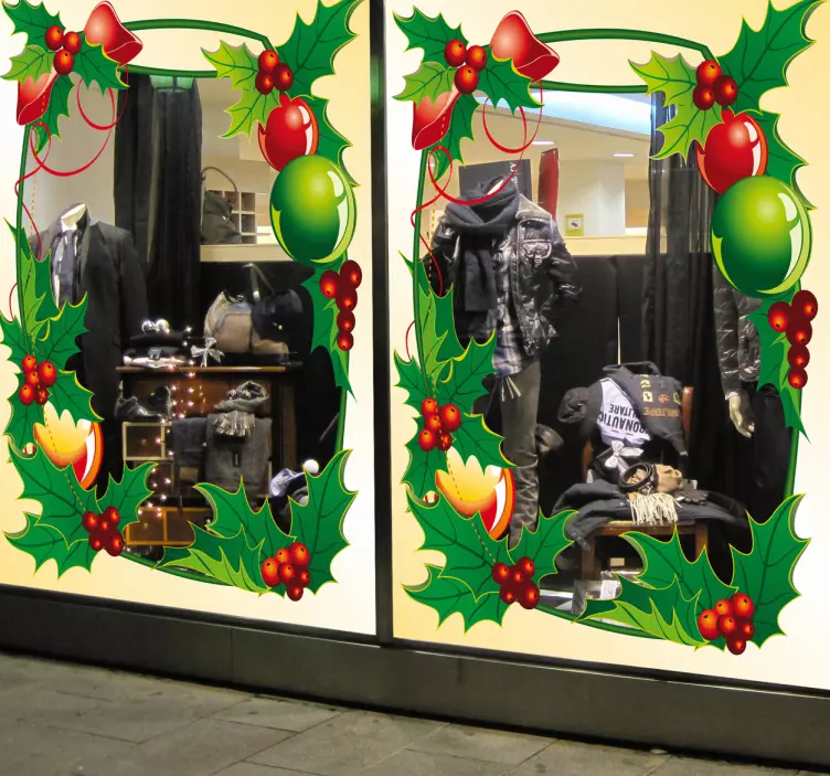 Weihnachtskranz Schaufensteraufkleber Weihnachten - TenStickers