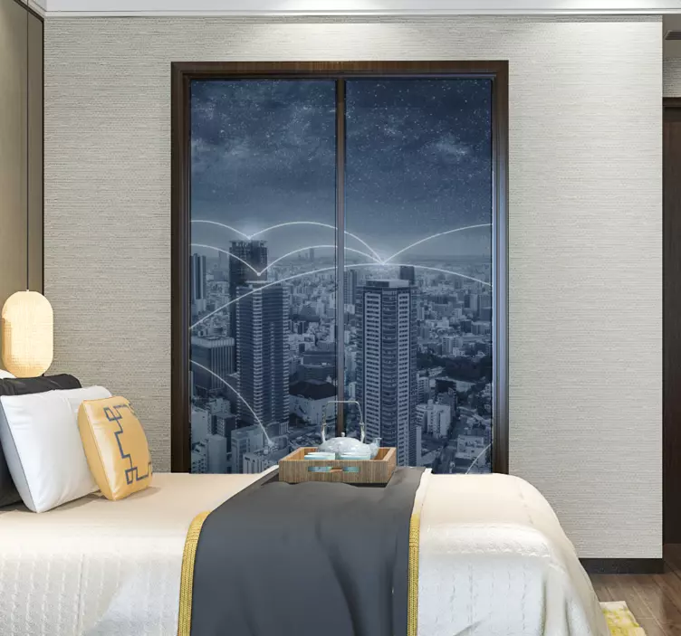 Wandtattoo Welt stadtbild bei nacht - TenStickers