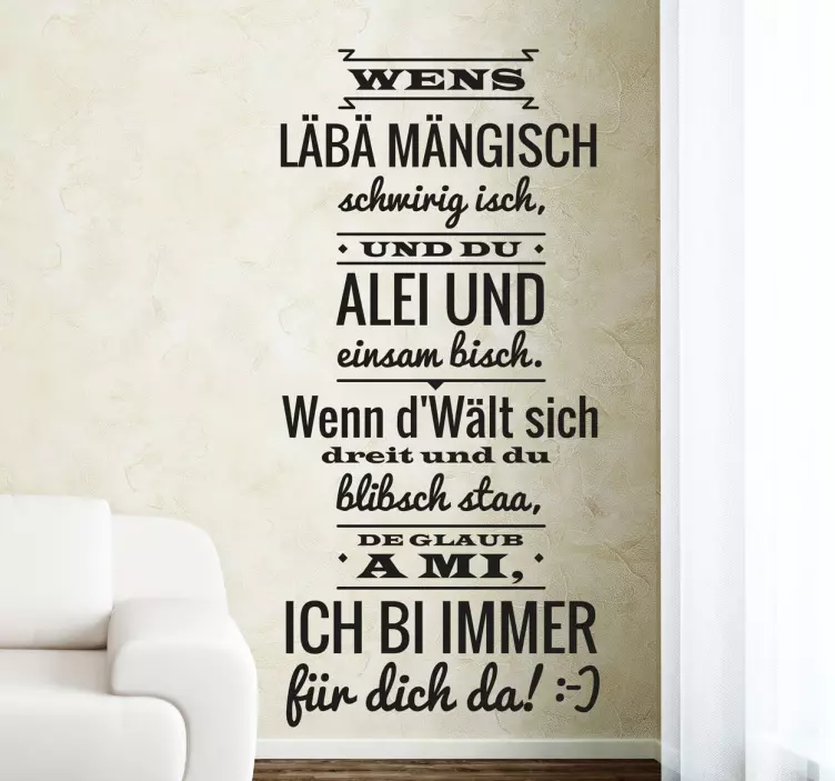 Wandtattoos Wohnzimmer  Wens Läbä mängisch schwirig isch - TenStickers