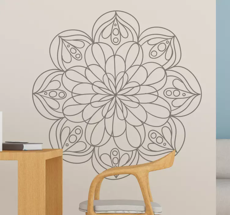 Wandtattoo Wohnzimmer Blumen Mandala - TenStickers