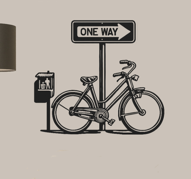 Wandtattoo Wohnzimmer einbahnstraßenschild mit fahrrad - TenStickers
