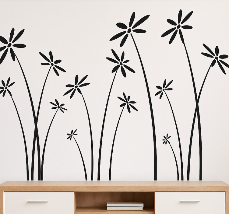 Wandtattoo Wohnzimmer schwarze hohe blumen - TenStickers