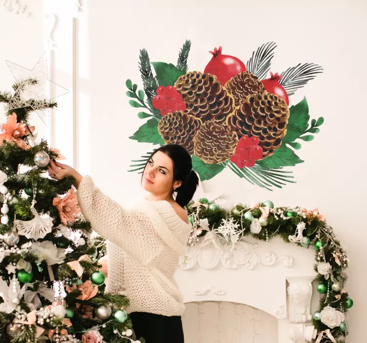 Wandtattoo Wohnzimmer Weihnachtskranz - TenStickers