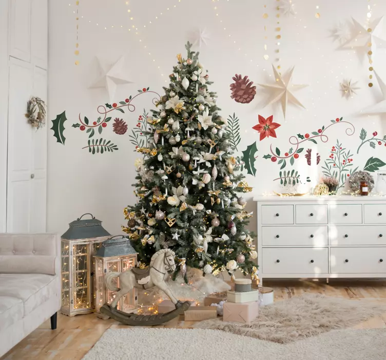 Weihnachtssticker Weihnachtspflanzen Set - TenStickers