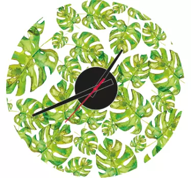 Wandtattoo Uhr Regenwald Blätter - TenStickers