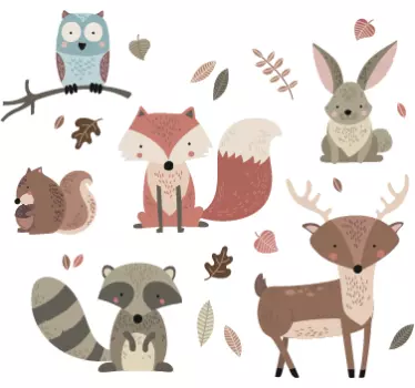 Wandtattoo Kinderzimmer Herbsttiere - TenStickers