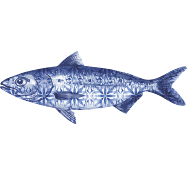 Fisch Aufkleber blaue sardine mit kachelstruktur - TenStickers