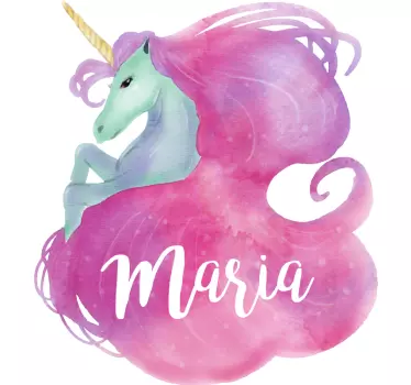 Wandtattoo personalisierbares Einhorn Aquarell - TenStickers