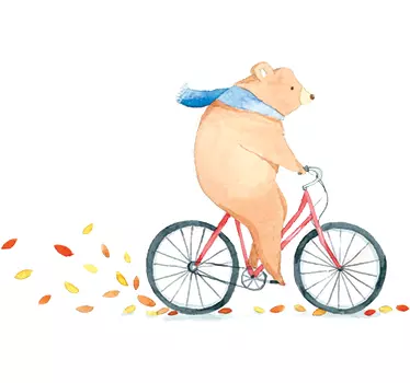 Wandtattoo Bär auf Fahrrad - TenStickers