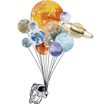 Wandtattoo Astronaut mit Planetenballons - TenStickers