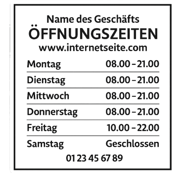 Schaufenster Folie individuelle Öffnungszeiten - TenStickers