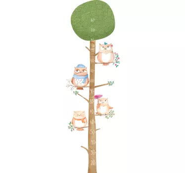 Wandsticker Messlatte Kinder Eule - TenStickers