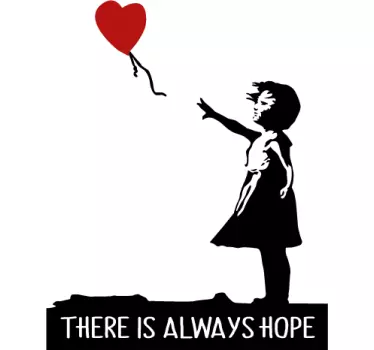 Wandtattoo Wohnzimmer Banksy Mädchen Hope Design - TenStickers
