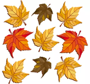 Pack von 9 Herbstblätter Aufkleber - TenStickers