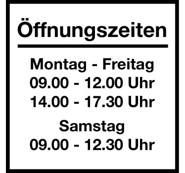 Öffnungszeiten Schaufenster Aufkleber - TenStickers
