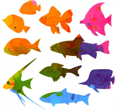 Struktur Aufkleber Fische bunt - TenStickers