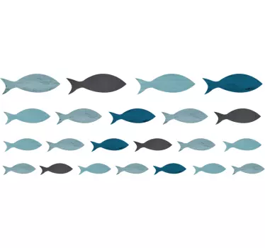 Wandtattoo Jugendzimmer Fisch Silhouetten Blautöne - TenStickers