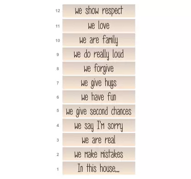 Wandtattoo Zuhause Hausregeln Treppe Englisch - TenStickers