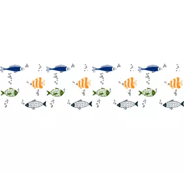 Bordüre Fische Muster Wandtattoo Badezimmer - TenStickers