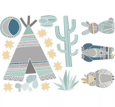 Indigene traditionelle symbole wandaufkleber kind - TenStickers