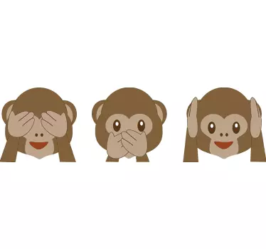 Wandtattoo Tier Drei Affen - TenStickers