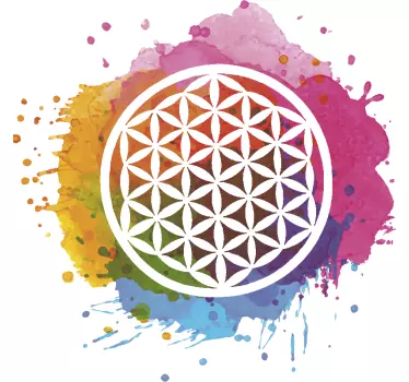 Wandtattoo Wohnzimmer Lebensblume Mandala bunt - TenStickers