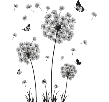 Wandtattoo wohnzimmer löwenzahn schmetterling - TenStickers