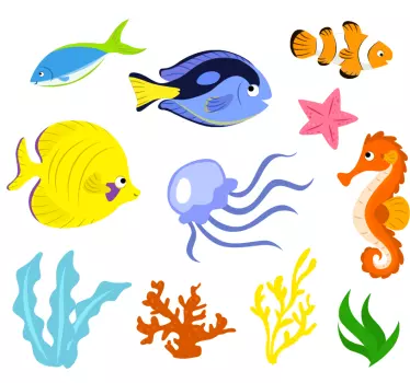 Wandtattoo Badezimmer Meerestiere Deko - TenStickers