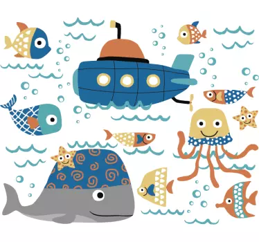 Wandtattoo Kinderzimmer Meeresmotive mit Fischen - TenStickers