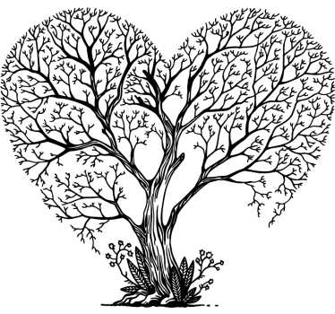Baum Herz Umriss Wandaufkleber - TenStickers