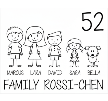 Personalisierter sticker familienbild für briefkasten - TenStickers