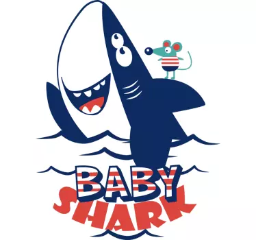 Wandtattoo für Zuhause Baby Shark mit Maus - TenStickers