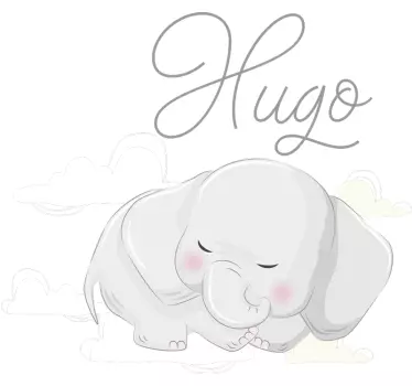 Anpassbarer schlafender Elefant auf Wolken Wandaufkleber - TenStickers