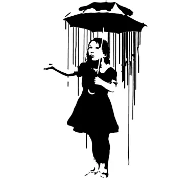 Wandtattoo Wohnzimmer Bankerin mit regenschirm - TenStickers