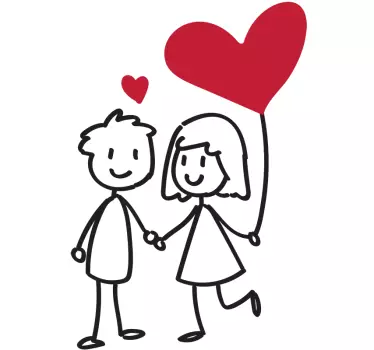 Liebe sticker glückliches paar mit herz - TenStickers